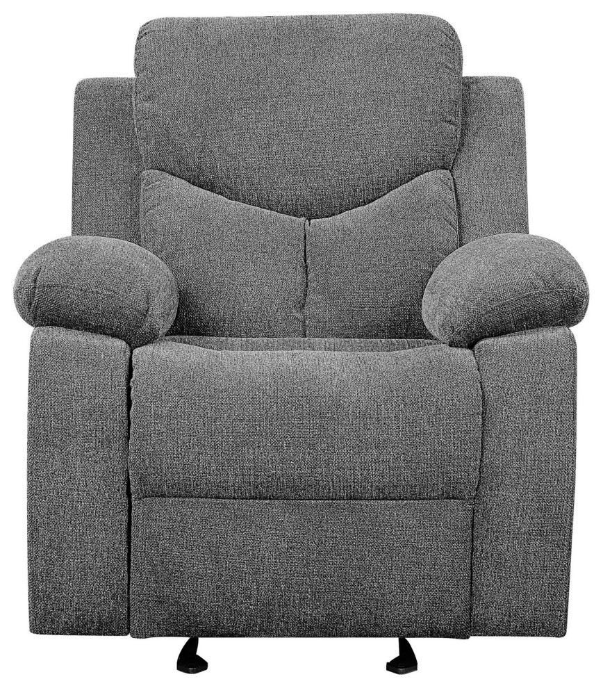 Benzara BM225898 Upholstered Glider Recliner Chair with Pillow Top Armrest  Gray   Transitional   Recliner Chairs   by VirVentures  Houzz