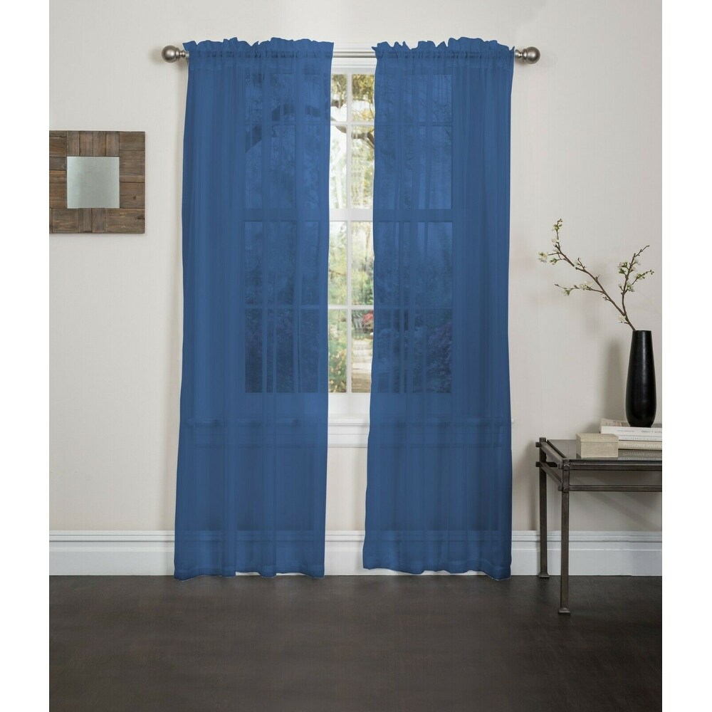 Lisa Solid Sheer Rod Pocket Single Curtain Panel  Window Treatment Light Filtering 55\