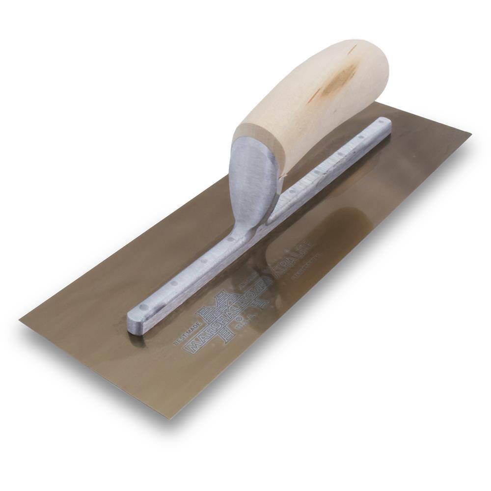 MARSHALLTOWN 12 in. x 5 in. Golden Stainless Steel Curved Wood Handle Finishing Trowel MXS7GS