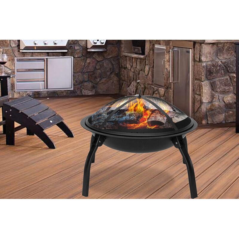 Four   legged Folding Iron Brazier Wood Burning Fire Pit