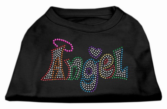 Mirage 52-98 MDBK Technicolor Angel Rhinestone Pet Shirt Black Med