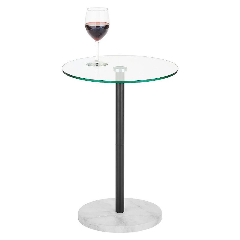 mDesign Metal/Glass Top Round Accent Side/End Drink Table