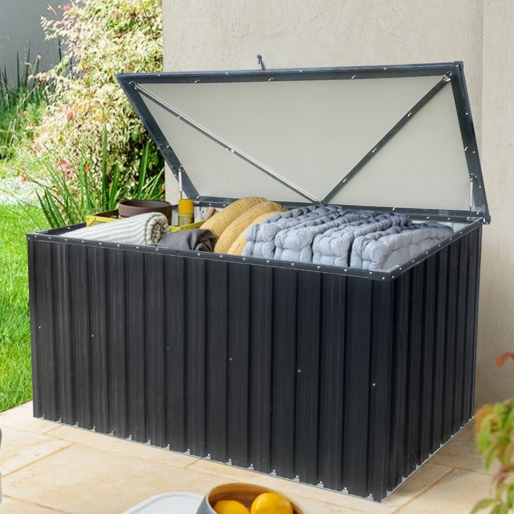 Outdoor Large Waterproof Metal Deck Box  Garden Lockable Storage Bin