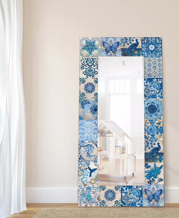 Empire Art Direct Tiles Rectangular On Free Floating Printed Tempered Art Glass Beveled Mirror  72 x 36