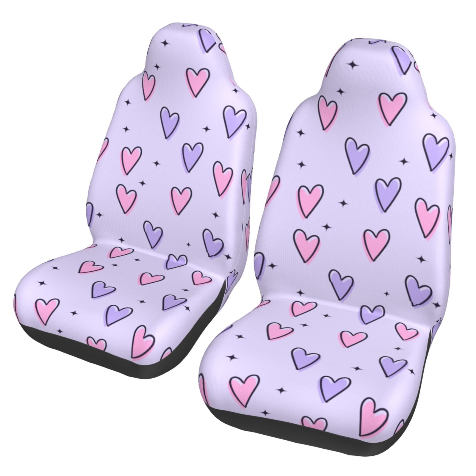 TEQUAN Front Seat Covers， Sparkles Love Heart Pattern 2 Piece Car Seat Cover Fit Most Car SUV Truck Van