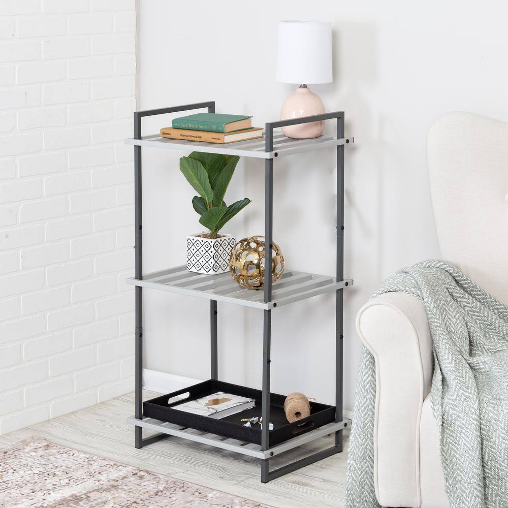 Honey-Can-Do Gray 3-Tier Tubular Steel Shelving Unit (20 in. W x 37.5 in. H x 15 in. D) SHF-09129