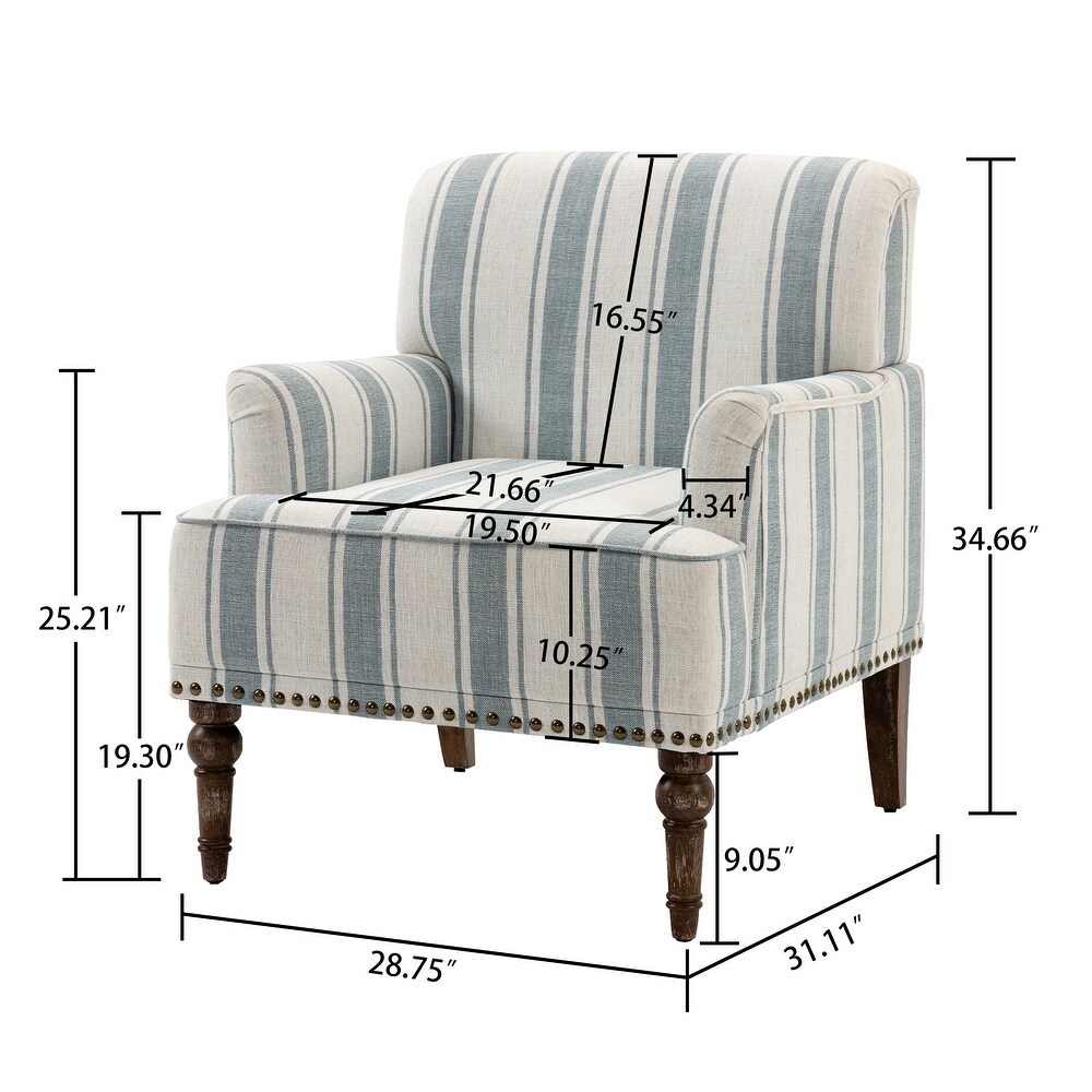 Upholstered Stripe Accent Chair Modern Armchair