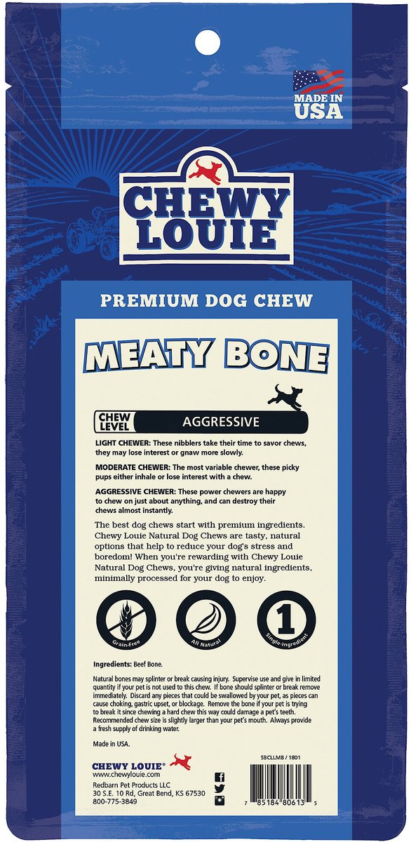 Chewy Louie Meaty Bone Dog Treat， Large