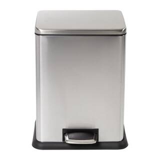 Honey-Can-Do 15.3 Gal. Silver Stainless Steel Wide Step Trash Can with Lid TRS-09336