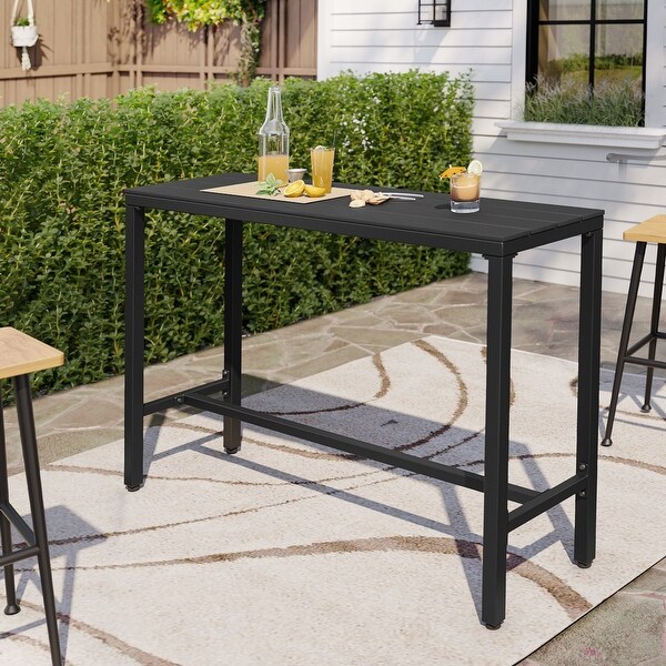 Pellebant Patio Outdoor Bar Table Rectangle Pub Table Dining Table