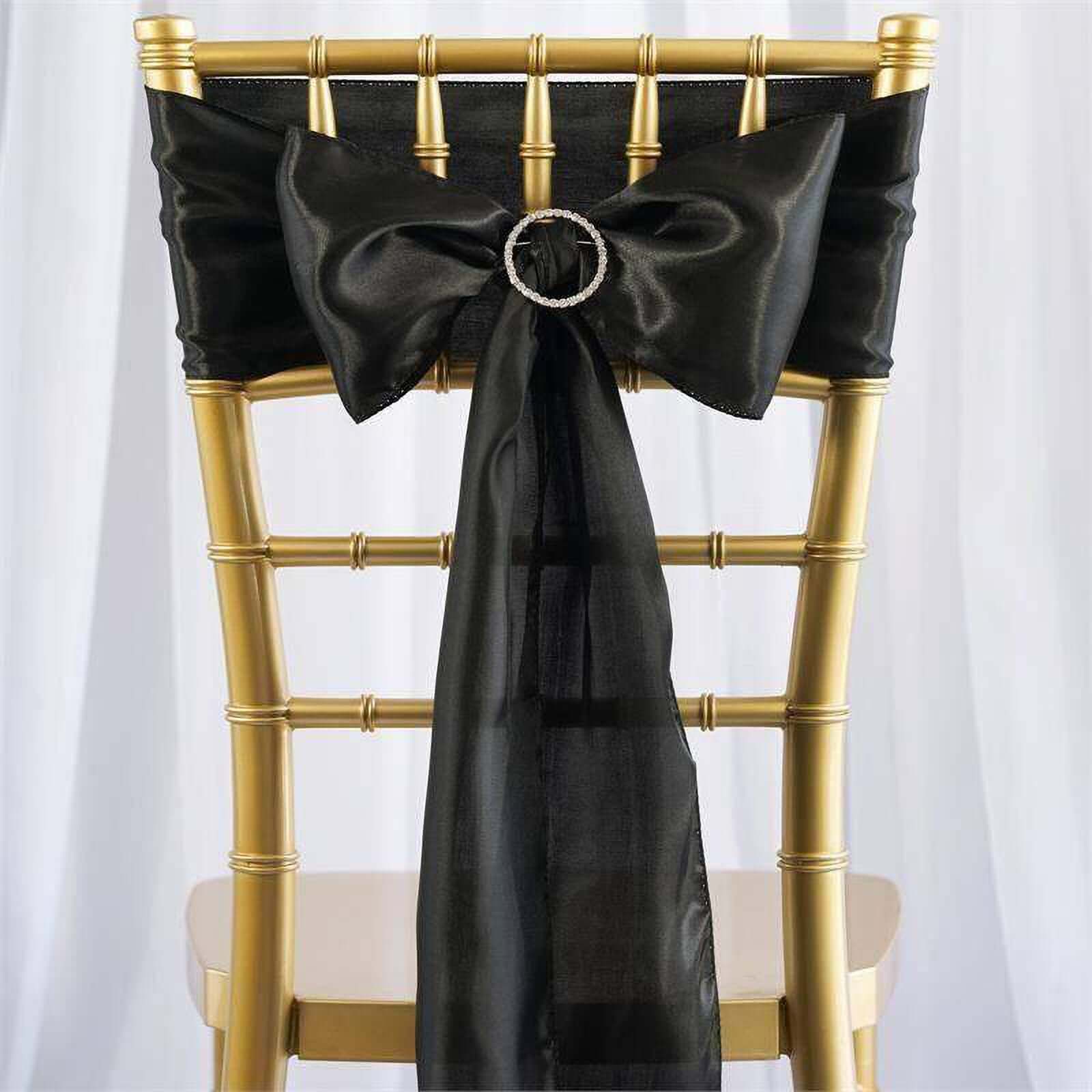 5 Pack Black Satin Chair Sashes 6