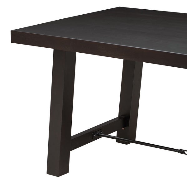 Wood Rectangular Dining Table with Bottom Metal Chain