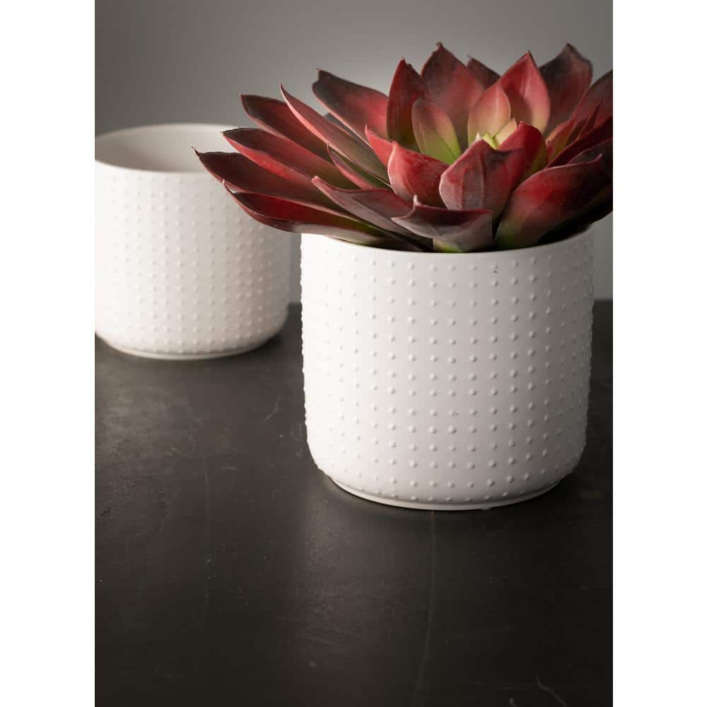 SULLIVANS 6quot and 5quot White Ceramic Planter (Set of 2) CM2952