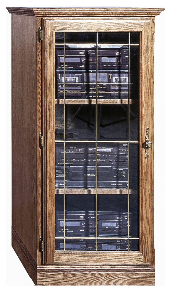 Traditional Oak Audio Tower With Glass Door   Traditional   Media Cabinets   by Oak Arizona  Houzz