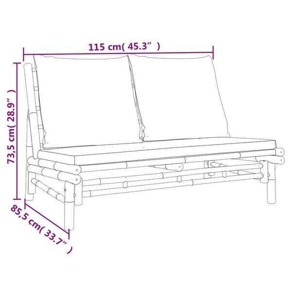 vidaXL Patio Bench with Cream White Cushions Bamboo