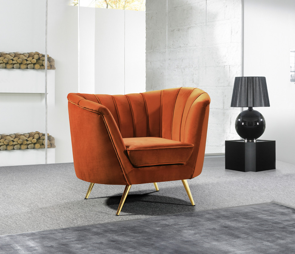 Margo Velvet Upholstered Set   Midcentury   Armchairs And Accent Chairs   by Meridian Furniture  Houzz