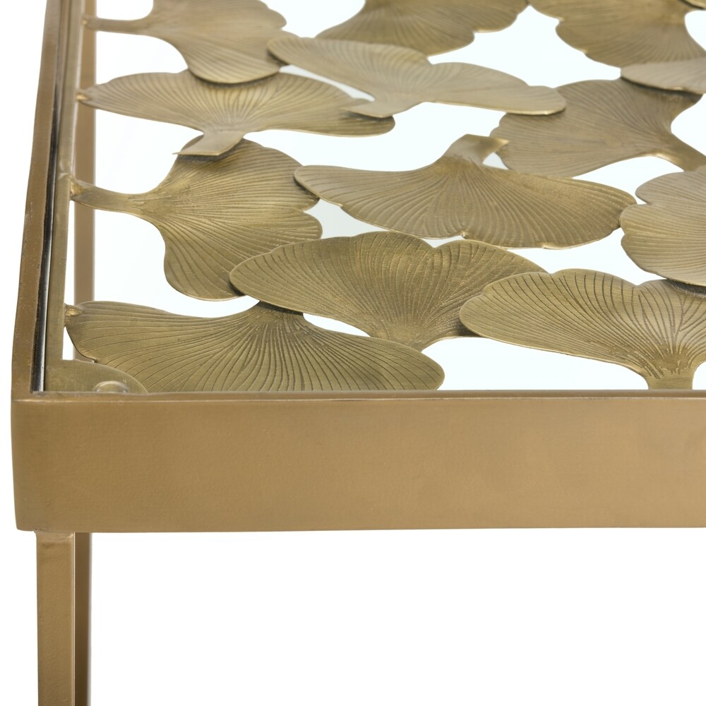 SAFAVIEH Lilian Leaf Antique Brass Side Table   16\