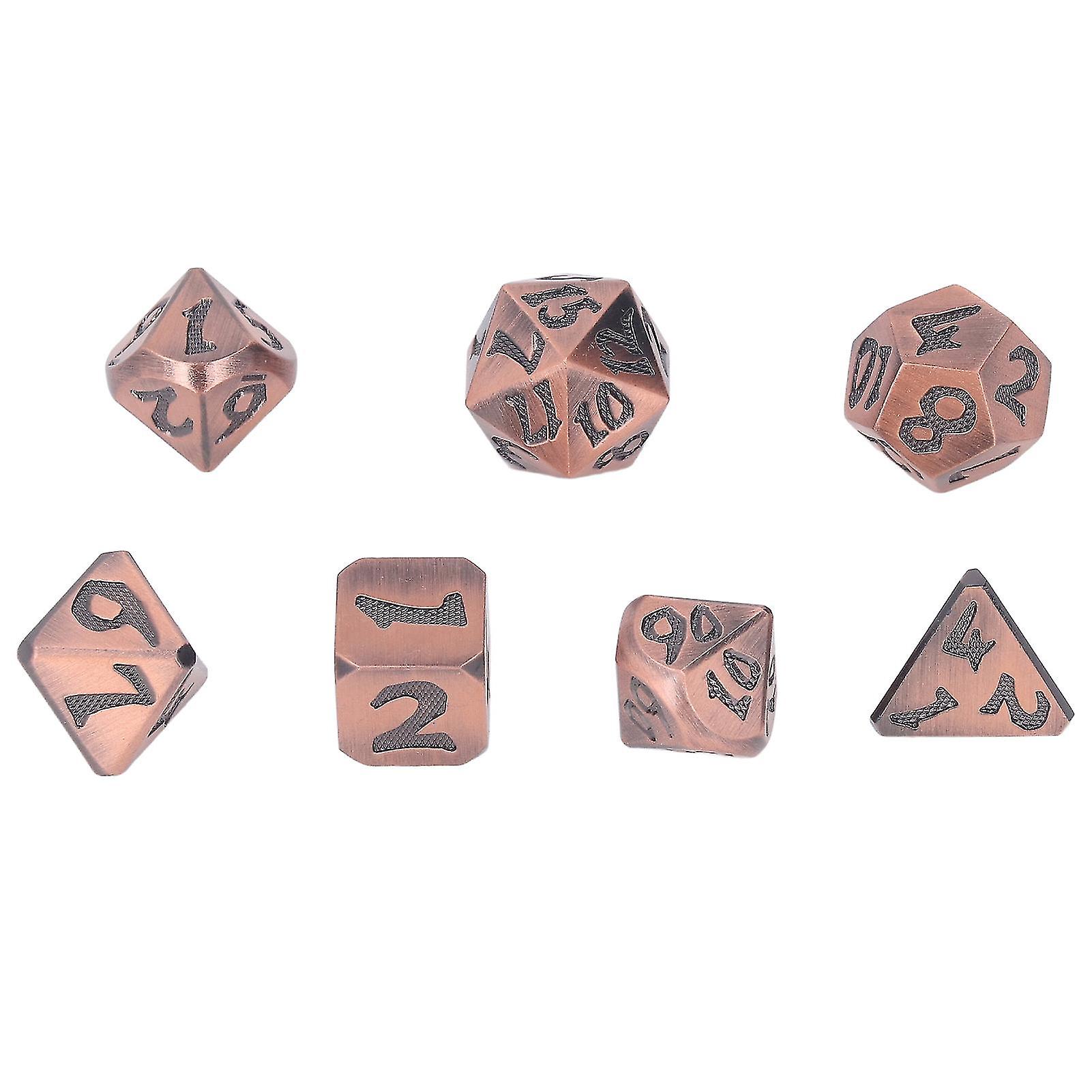 7pcs Polyhedral Dice Set Durable Coating Shiny Bronze Flexible Rolling Clear Number Board Game Dice