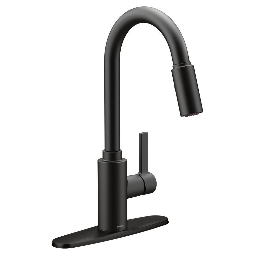 MOEN Genta LX Single-Handle Pull-Down Sprayer Kitchen Faucet with Reflex in Matte Black 7882BL