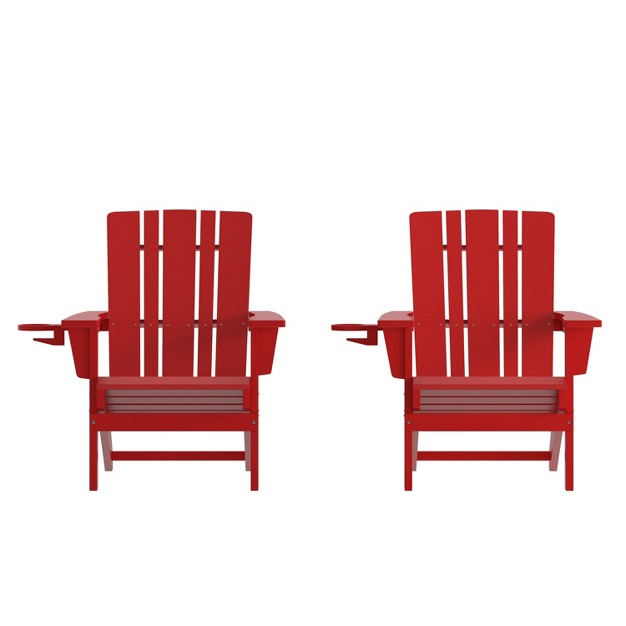 Merrick Lane Adirondack Chair With Cup Holder Weather Resistant Hdpe Adirondack Chair