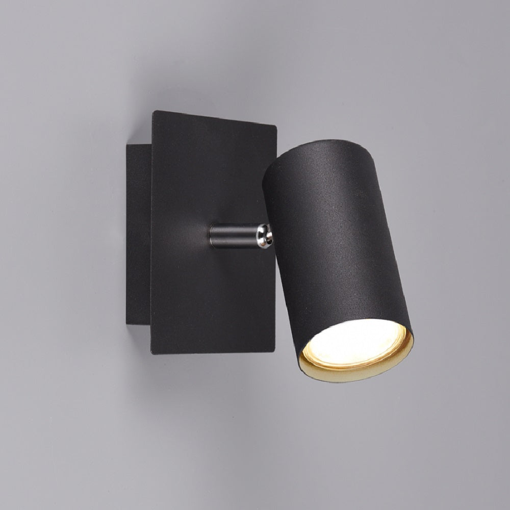 Britalia BR802400132 Matt Black Modern 1 Lamp Square Plate Cylindrical Head Spot Light