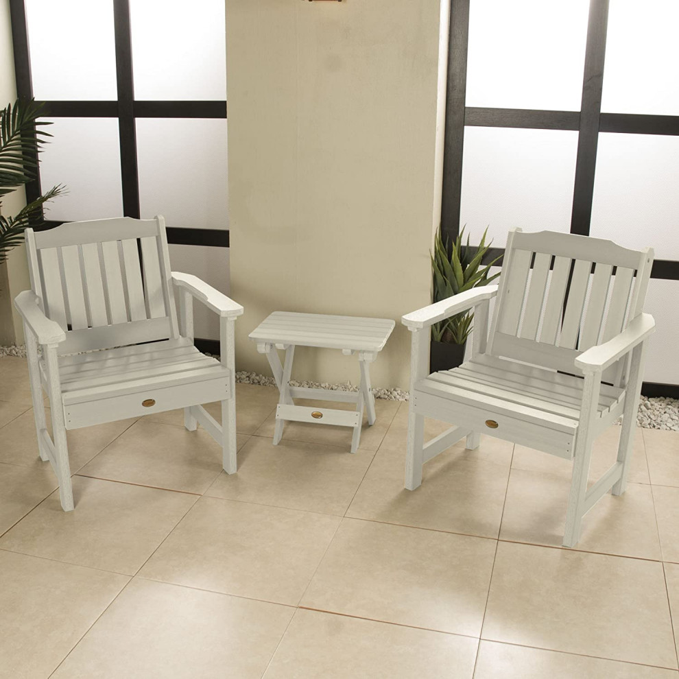 3 Piece Folding Patio Bistro Set  2 Slatted Chairs and Side Table   Transitional   Outdoor Pub And Bistro Sets   by Decor Love  Houzz