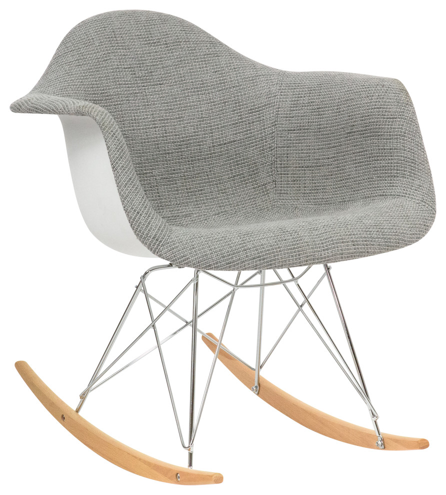 LeisureMod Wilson Twill Fabric Eiffel Rocking Chair   Midcentury   Rocking Chairs   by LeisureMod  Houzz