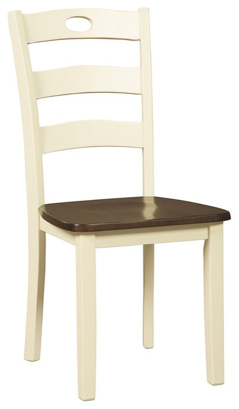 Ashley Furniture Woodanville Dining Side Chair in Cream and Brown   Transitional   Dining Chairs   by Homesquare  Houzz