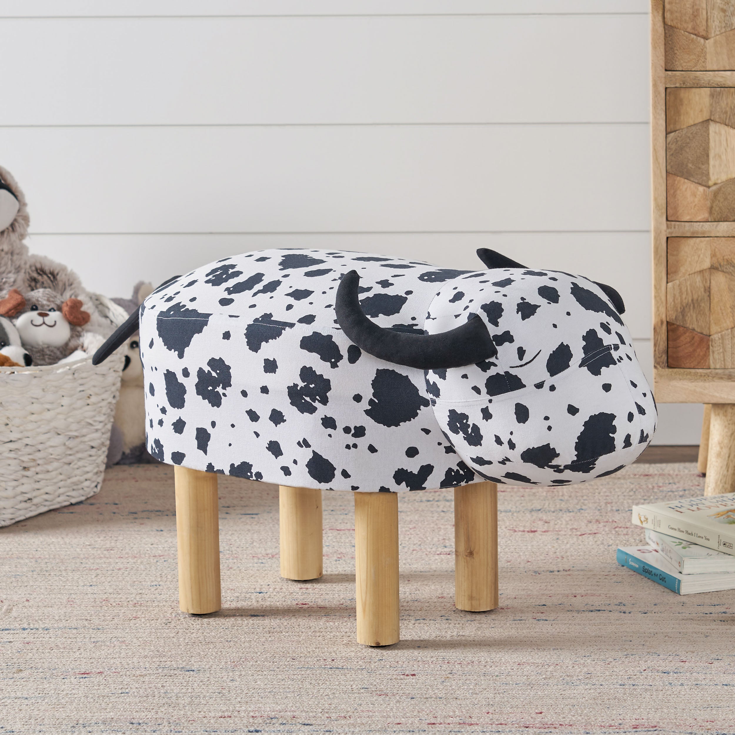 Rayaan Contemporary Kids Cow Ottoman