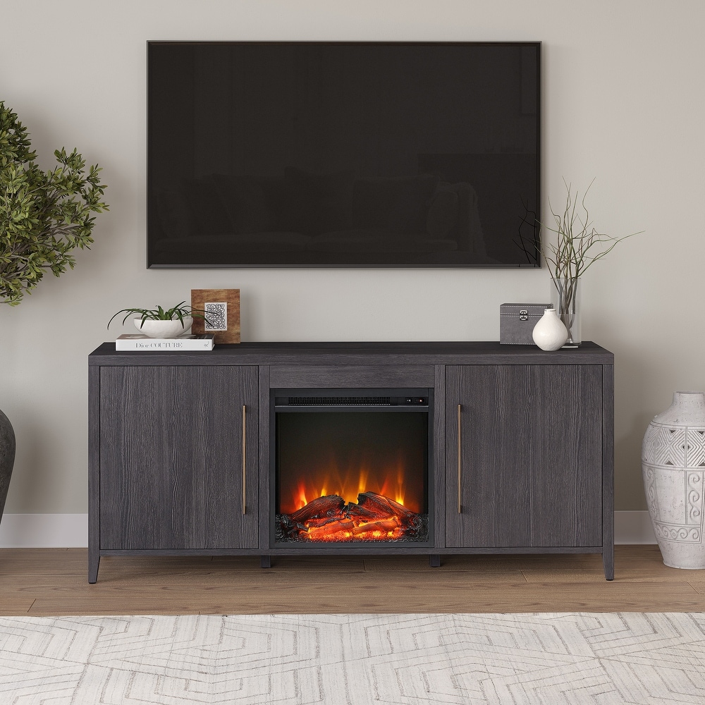 Jasper Rectangular TV Stand with Log Fireplace for TV's up to 65\