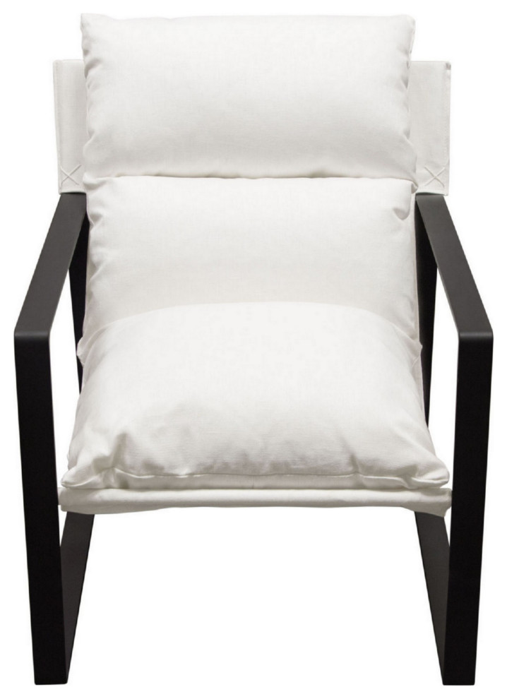 27 quotModern Accent Chair  Crisp White  Soft Linen Fabric  Sling Chair   Armchairs And Accent Chairs   by VirVentures  Houzz