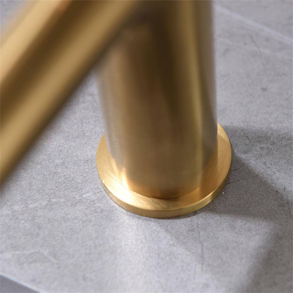 FLG Single Handle Single Hole Bathroom Faucet Deck Mount Brass Bathroom Sink Faucet in Brushed Gold CC-0125-BG