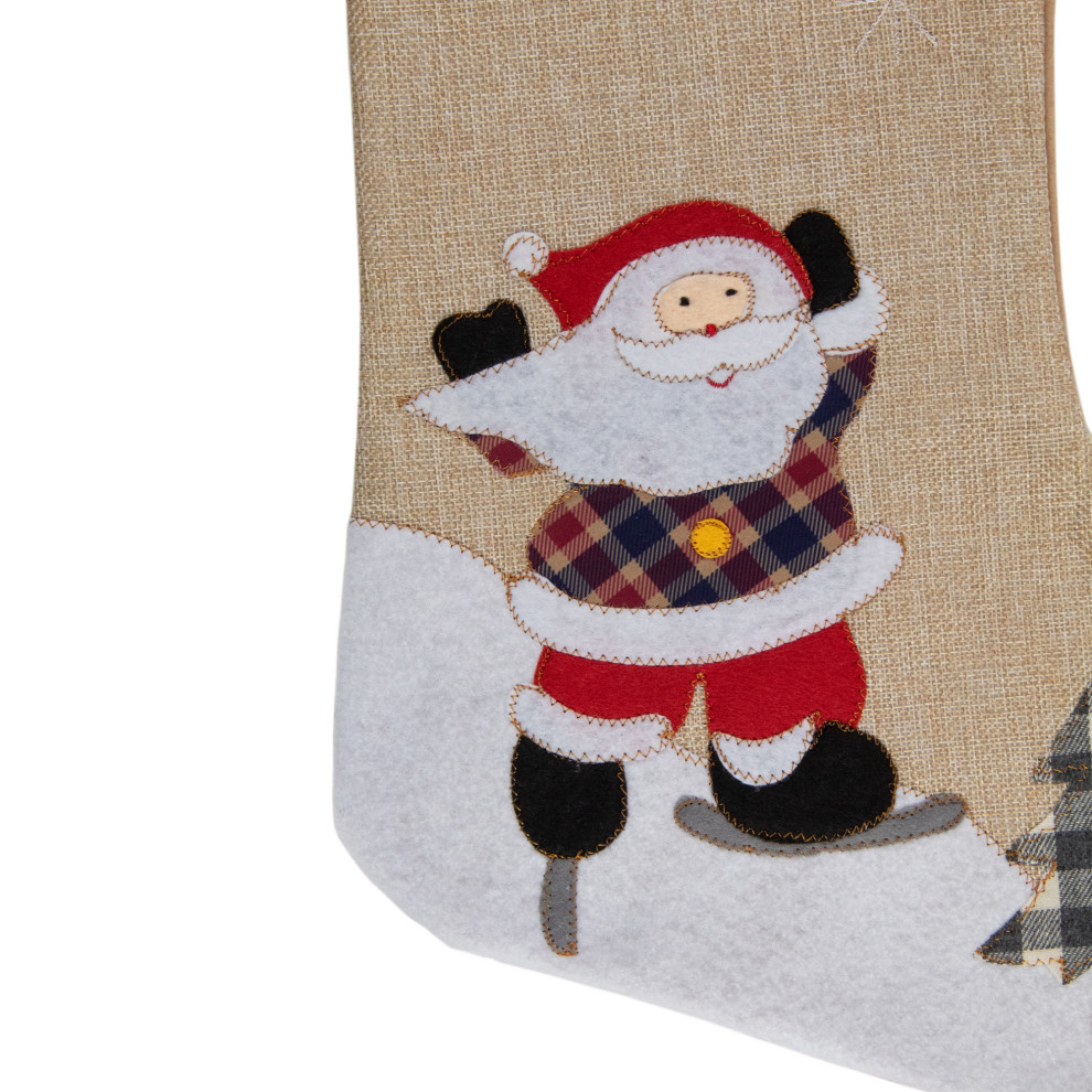 19 quotBeige and Red Burlap  quotHo Ho Ho quotSanta Claus Christmas Stocking   Modern   Christmas Stockings And Holders   by Northlight Seasonal  Houzz