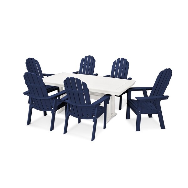 POLYWOOD Vineyard Adirondack Chair 7Piece Nautical Trestle Dining Set