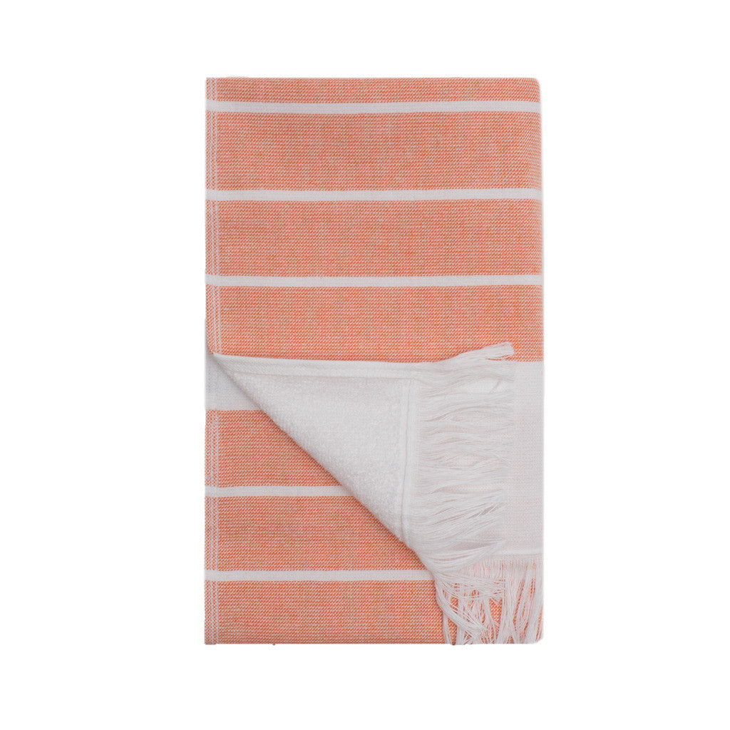 Coral Stripe Fouta Hand Towel