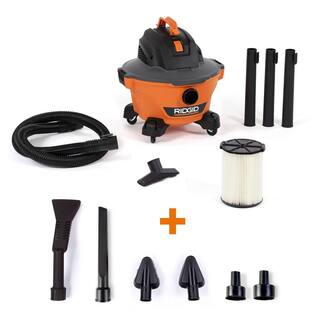 RIDGID 6 Gal. 3.5-Peak HP NXT WetDry Shop Vacuum with Filter Hose Wands Utility Nozzle and Car Cleaning Attachment Kit HD0600C