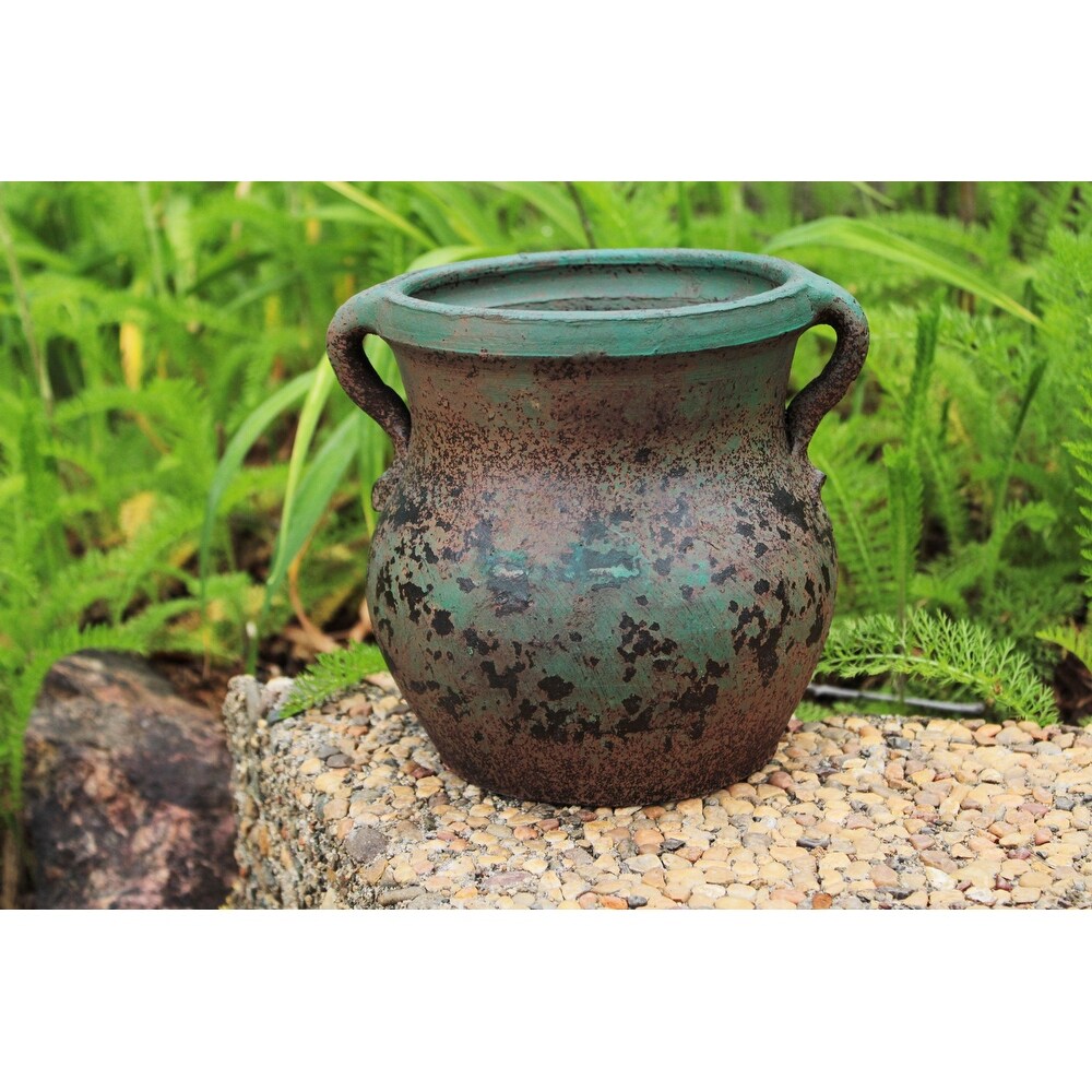 Green Earthen Ware Terracotta Planter with Handles   7.5\