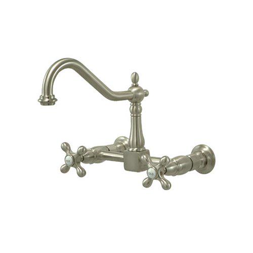 Kingston Brass KS1241AX Heritage 8 in. Wall Mount Kitchen Faucet， Polished Chrome