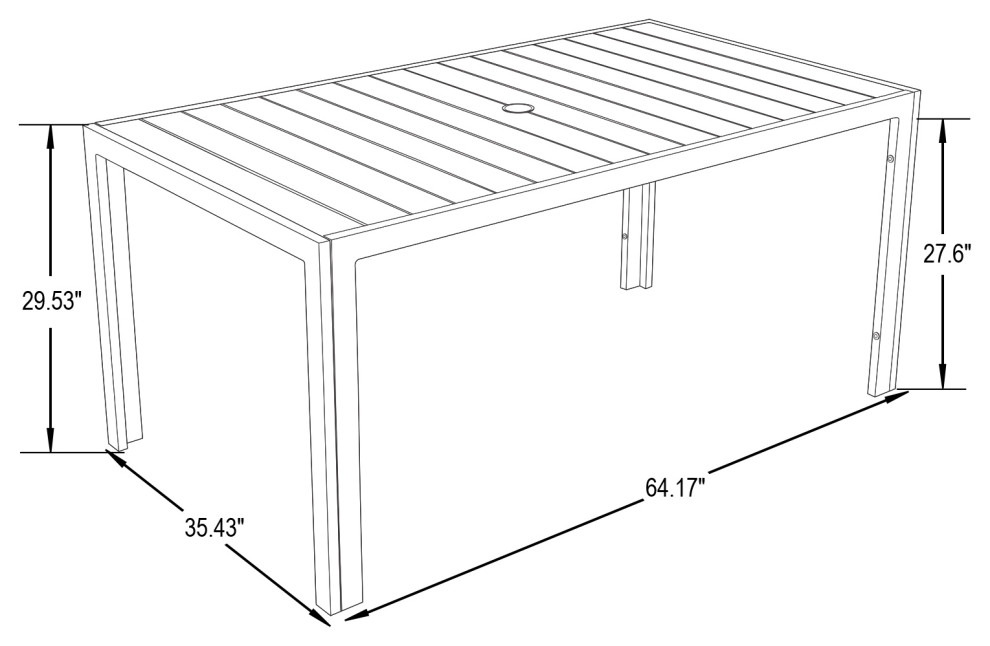 LeisureMod Chelsea 63″ Rectangular Outdoor Aluminum Dining Table   Midcentury   Outdoor Dining Tables   by LeisureMod  Houzz