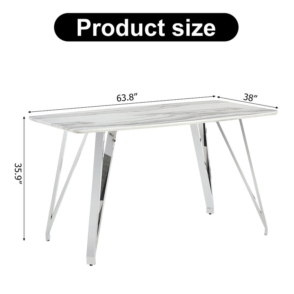 MDF Top Dining Table with stainless steel legs