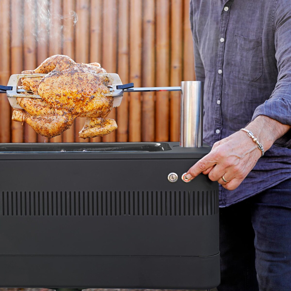 Everdure FUSION 29-Inch Charcoal Grill With Rotisserie and Electronic Ignition