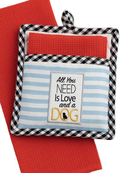 Design Imports All You Need Is Love and A Dog Pot Holder and Dish Towel Gift Set