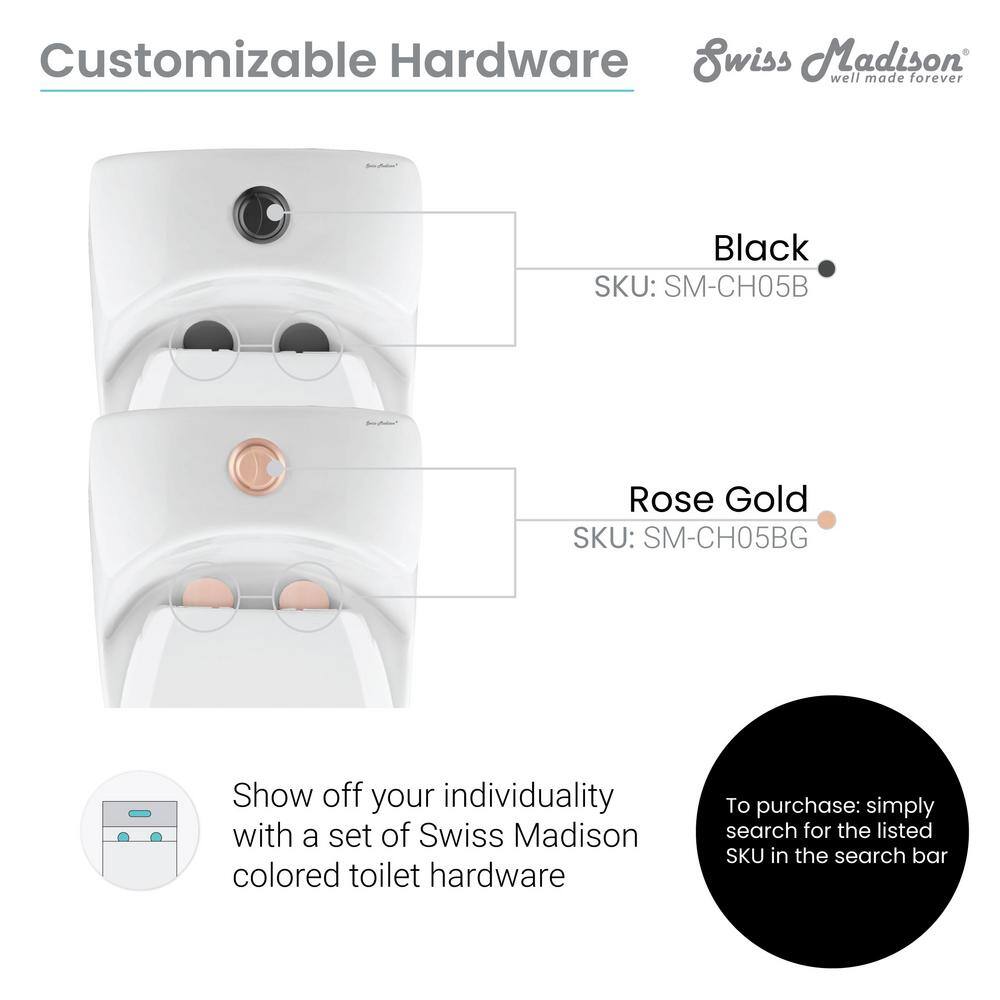 Swiss Madison Chateau 1-Piece 0.81.28 GPF Dual Flush Elongated Toilet in White SM-1T803