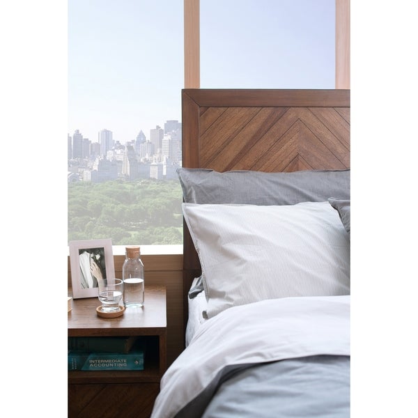 Piero Chevron Brown Wood Queen Headboard - - 27991445