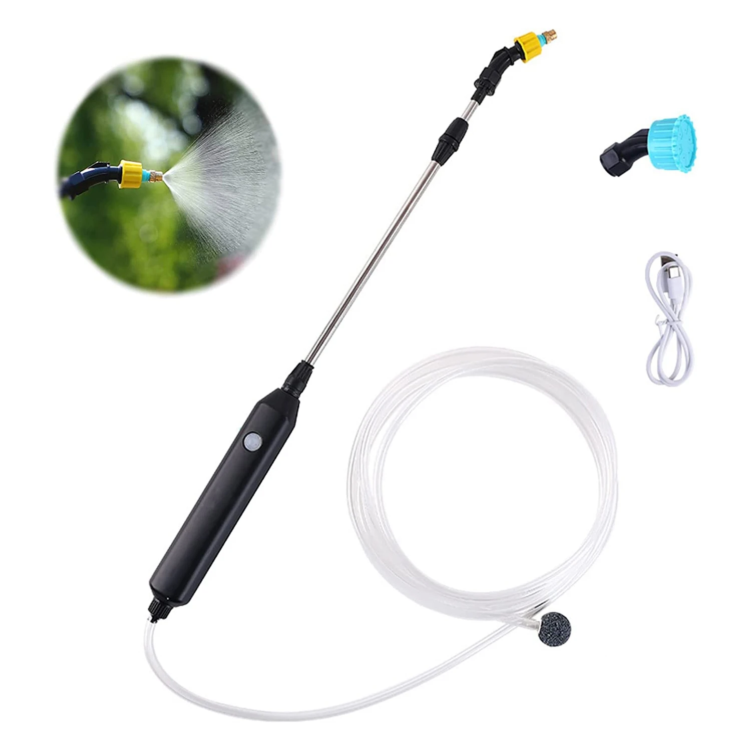 Electric Garden Sprayer Watering Wand Flowers Gardening Electric Water Spray Tools with Telescopic Wand for Yard Lawn Plants