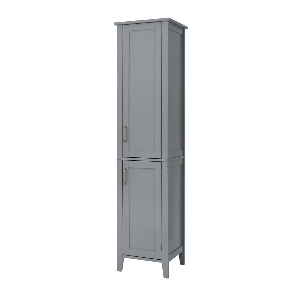 Teamson Home Mercer Mid Century 14.96 in. W x 13 in. D x 62.67 in. H Gray Modern Wooden Linen Cabinet EHF-F0017