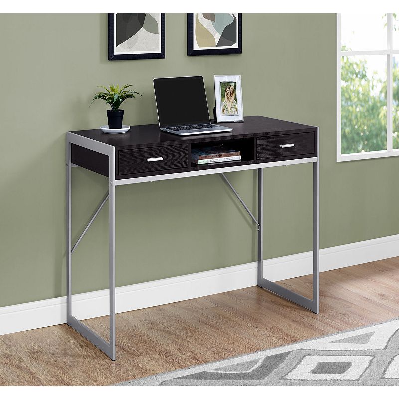 48 Brown and Silver Contemporary Computer Desk