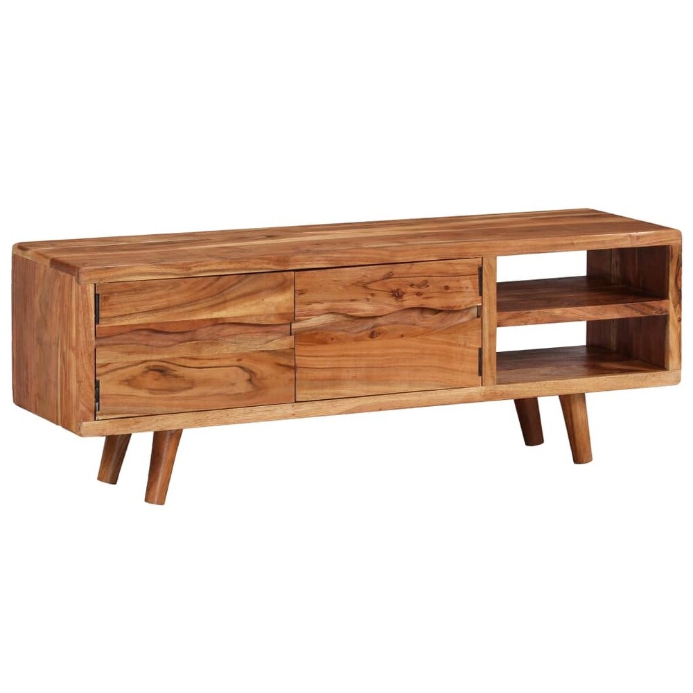 vidaXL TV Stand Solid Wood Acacia with Carved Doors 46.1\