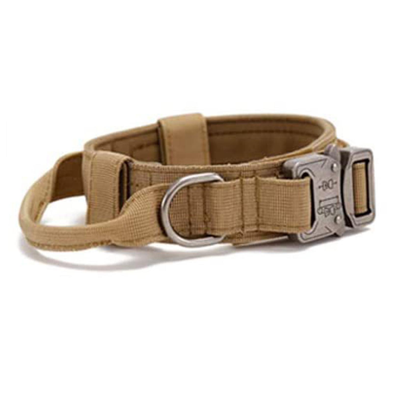 Adjustable Dog Collar Comfortable Breathable Pet Dog Collar with Metal Buckle And D Ring for Training Medium Large Dogs Khaki L