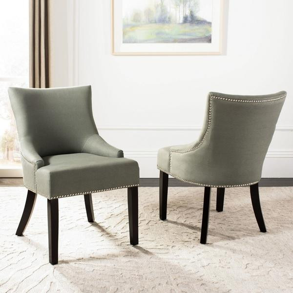 Miles 19 quotH Side Chair  Set of 2  Silver Nail Heads Sea Mist   Transitional   Dining Chairs   by V.S.D Furniture  Houzz